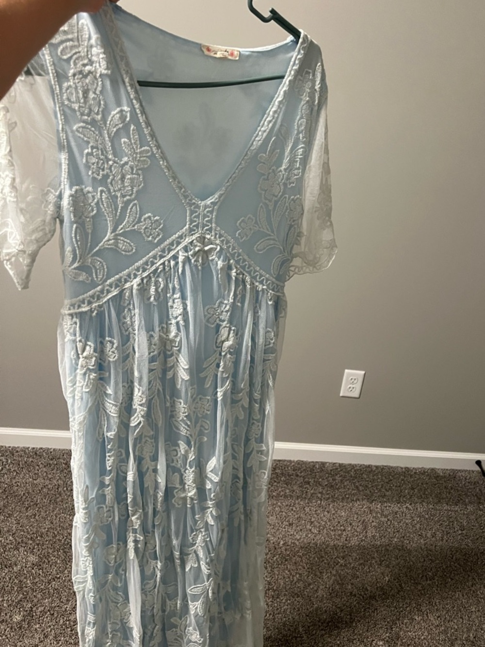 Light Blue Embroidered Maxi Dress